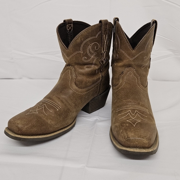 Justin Gypsy Chellie Leather Square Toe Western Cowgirl Boots in Tan Sz 10.5 - Picture 3 of 12